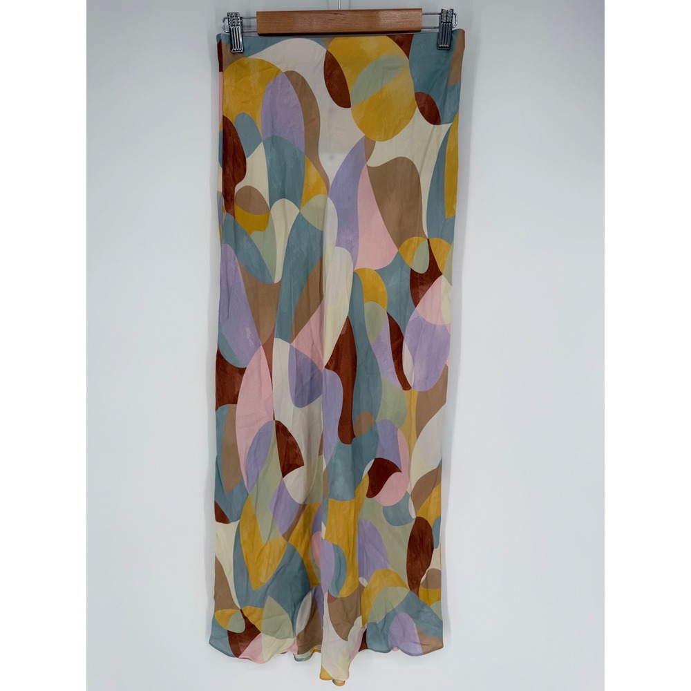 L'ACADEMIE AUBREY MAXI SKIRT ARTIST PALETTE MULTI SMALL NWT RETRO WATERCOLOR